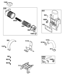 Air Cleaner Group Diagram and Parts List for 49E777-0003-B5 400000 - 699999 Briggs and Stratton Engine